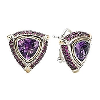 Goldsmith Jewelry - Amethyst & Pink Sapphire in SS w/18k gold accents - Jewelry Near Me - Panama City, Florida Goldsmith Jewelry - Amethyst & Pink Sapphire in SS w/18k gold accents - Jewelry Near Me - Panama City, Florida