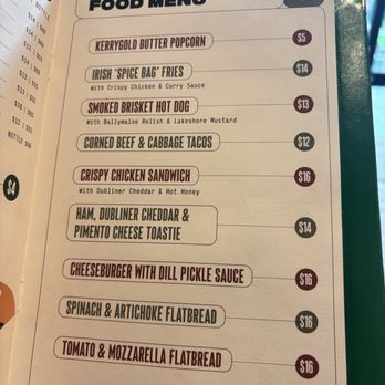 The Irish Exit - Food menu 7/3/26 - Irish Near Me - Atlanta, Georgia