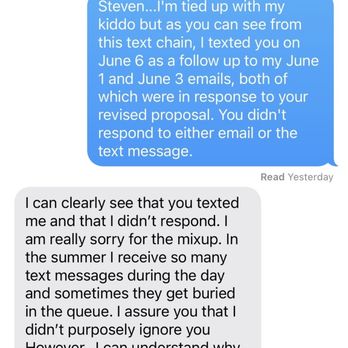 Comfort Connection - My text chain chain with Steven 2 months from August after I posted the review. - Heating & Air Conditioning/HVAC Near Me - Gresham, Oregon