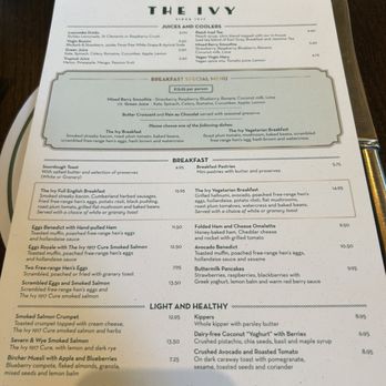 The Ivy - Menu - Breakfast & Brunch Near Me - London, XGL