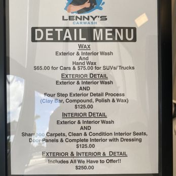 Lenny's Car Wash - Detail Menu - Car Wash Near Me - Delray Beach, Florida Lenny's Car Wash - Detail Menu - Car Wash Near Me - Delray Beach, Florida