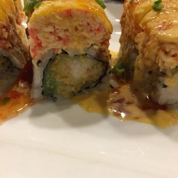 Kai Sushi and Sake Bar - Shrimp tempura with crab and mango sauce. YUM!! - Japanese Near Me - Raleigh, North Carolina Kai Sushi and Sake Bar - Shrimp tempura with crab and mango sauce. YUM!! - Japanese Near Me - Raleigh, North Carolina