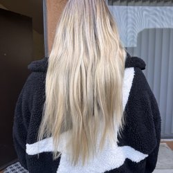 Hair by Vicky - Full highlight with pearl blonde toner.