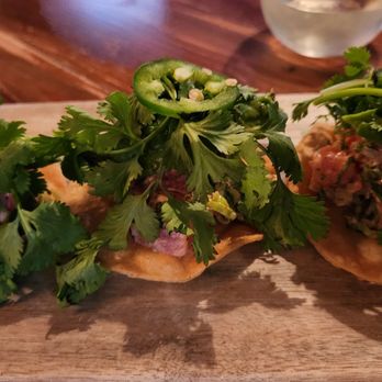 The Corner - Tuna Tartare Tostadas were very flavorful and even had a hint of lime. They were served on fresh crispy tortillas. - New American Near Me - Huntington Beach, California The Corner - Tuna Tartare Tostadas were very flavorful and even had a hint of lime. They were served on fresh crispy tortillas. - New American Near Me - Huntington Beach, California