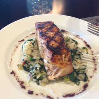 Labebe Prime - Salmon with an orzo/spinach medley--very good! - Mediterranean Near Me - North Brunswick, New Jersey