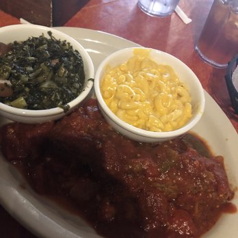 Hoover's Cooking - The best meatloaf! With Macaroni & Cheese and Mustard Greens - Southern Near Me - Austin, Texas Hoover's Cooking - The best meatloaf! With Macaroni & Cheese and Mustard Greens - Southern Near Me - Austin, Texas