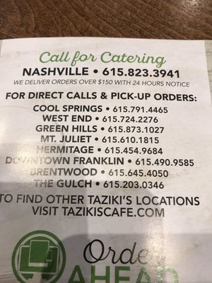 Menu photo 4 Taziki's Mediterranean Cafe - Franklin Franklin, TN