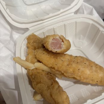 EZ Burger & Grill - Raw 3 Piece Chicken Tenders - ordered for my kid & a bite was taken into RAW CHICKEN - Burgers Near Me - Upland, California EZ Burger & Grill - Raw 3 Piece Chicken Tenders - ordered for my kid & a bite was taken into RAW CHICKEN - Burgers Near Me - Upland, California