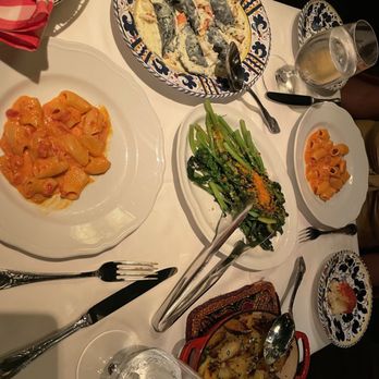 Carbone - lobster ravioli. spicy rigatoni. potatoes. broccoli. - New American Near Me - Miami Beach, Florida Carbone - lobster ravioli. spicy rigatoni. potatoes. broccoli. - New American Near Me - Miami Beach, Florida