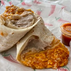 Victoricos Washougal - Close up of the large bean & cheese burrito