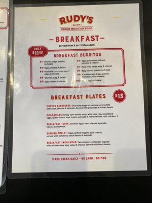 Menu photo 1 Rudy's Santa Barbara, CA Menu photo 1 Rudy's Santa Barbara, CA