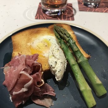 Eleven - Prosciutto Asparagus: w soft egg and Boursin cheese quenelle, on toasted brioche. I like this dish. - Cocktail Bars Near Me - Honolulu, Hawaii