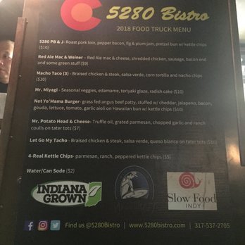5280 Bistro - Menu (11/16/18) - Food Trucks Near Me - Fishers, Indiana