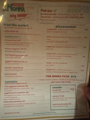 Menu photo 1 De La Nonna Big Bear Big Bear Lake, CA