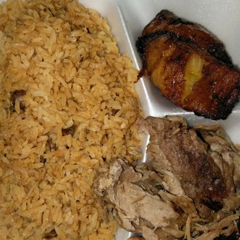El Mofongo - Roasted pork combo with pigeon peas rice and sweet plantains....my favorite! - Cuban Near Me - Jacksonville, Florida