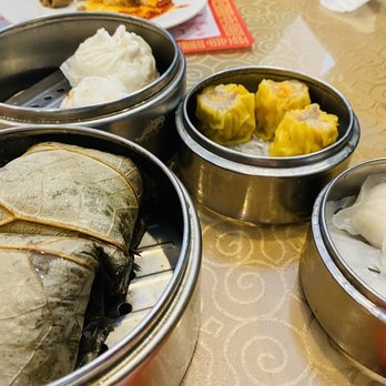 Sampan Cafe - Shrimp and pork shumai, lotus leaf steamed Lotus Leaf Wrap Chicken in Sticky Rice (2) - Dim Sum Near Me - Alexandria, Virginia