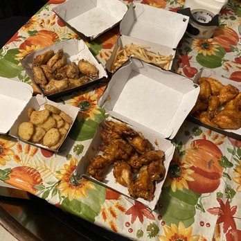Buffalo Wild Wings - The tops of the boxes just fell off when we opened them- soggy & cold wings,fries&pickles - Sports Bars Near Me - Henderson, Nevada