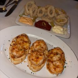 Perucci's Classic Italian Restaurant - Shrimp Bruschetta and Calamari Fritti- both excellent