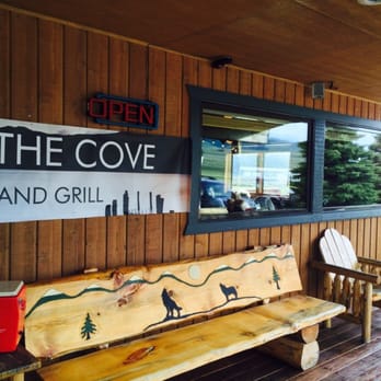 The Cove - a wooden bench on a porch - Burgers Near Me - Cameron, Montana The Cove - a wooden bench on a porch - Burgers Near Me - Cameron, Montana