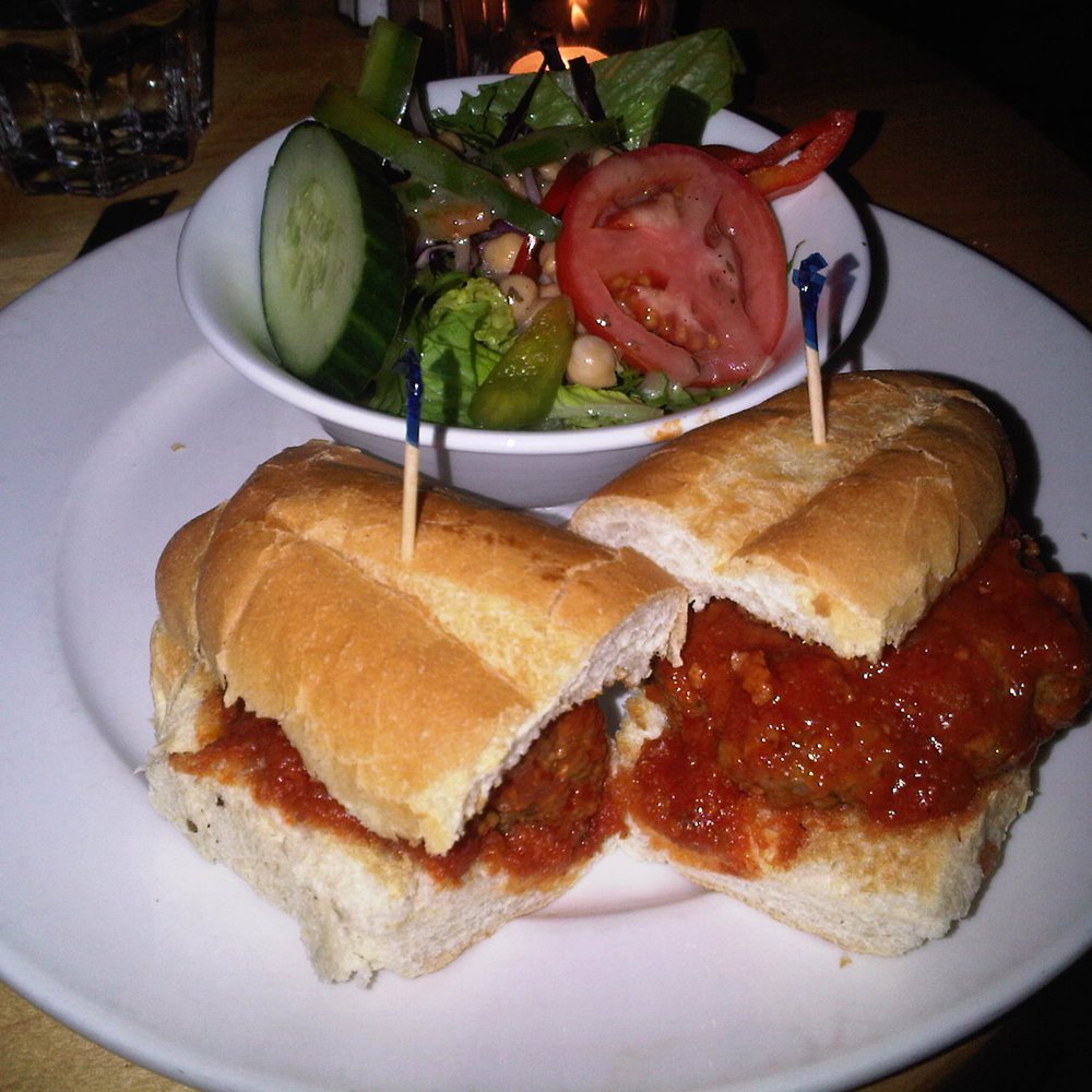 7 West Cafe - Meatball sub with House Salad - Italian Near Me - Toronto, Ontario 7 West Cafe - Meatball sub with House Salad - Italian Near Me - Toronto, Ontario