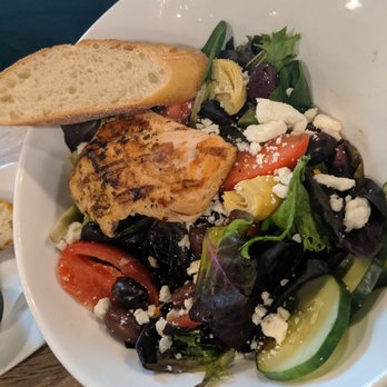 Brew Works - Greek salad with salmon - Sports Bars Near Me - Fremont, Michigan Brew Works - Greek salad with salmon - Sports Bars Near Me - Fremont, Michigan