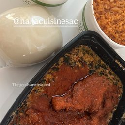 egusi soup, fufu, plantain, jollof side egusi soup, fufu, plantain, jollof side