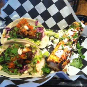 Paradise Palms - Sticky beef tacos with a side of corn cob. So good! - Dive Bars Near Me - Edinburgh, EDH