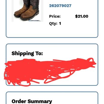 Goodwill - The shipment cost with that error was 2 times the winning bid! For their mistake the order went Past Due, and I can't remove it. - Thrift Stores Near Me - Houston, Texas