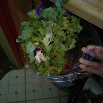 Farmer Boys - Where the F**ck is my chicken on my salad? Oh wait it's just that one little piece and it's raw. Soggy ass lettuce too. - Breakfast & Brunch Near Me - Riverside, California