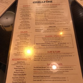 George Martin's Grillfire - Front of menu - Steakhouses Near Me - Hanover, Maryland