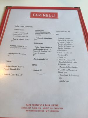 Menu photo 2 Farinelli Buenos Aires, C
