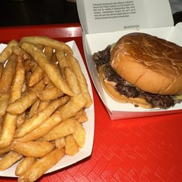 NADC burger with a side of fries