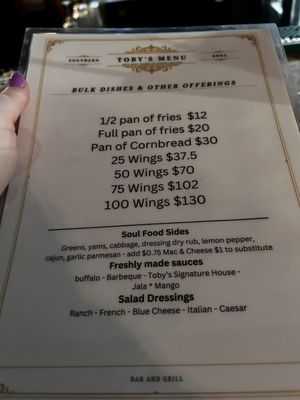 Menu photo 2 Toby's Bar & Grill North Chicago, IL