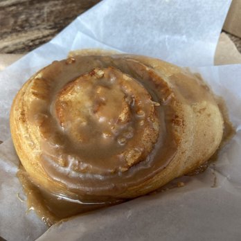 Cinnamon Works - Vegan maple cinnamon roll with icing (you can get it with or without icing) - Bakeries Near Me - Seattle, Washington Cinnamon Works - Vegan maple cinnamon roll with icing (you can get it with or without icing) - Bakeries Near Me - Seattle, Washington