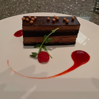 Potente - Café Cioccolato - blackout cake layers, chocolate hazelnut crème, caramel crunch, raspberry - Italian Near Me - Houston, Texas Potente - Café Cioccolato - blackout cake layers, chocolate hazelnut crème, caramel crunch, raspberry - Italian Near Me - Houston, Texas