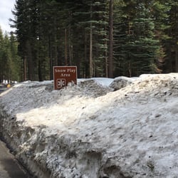 Crane Flat Campground - We saw this sign so we turned off to stretch and have a snowball fight