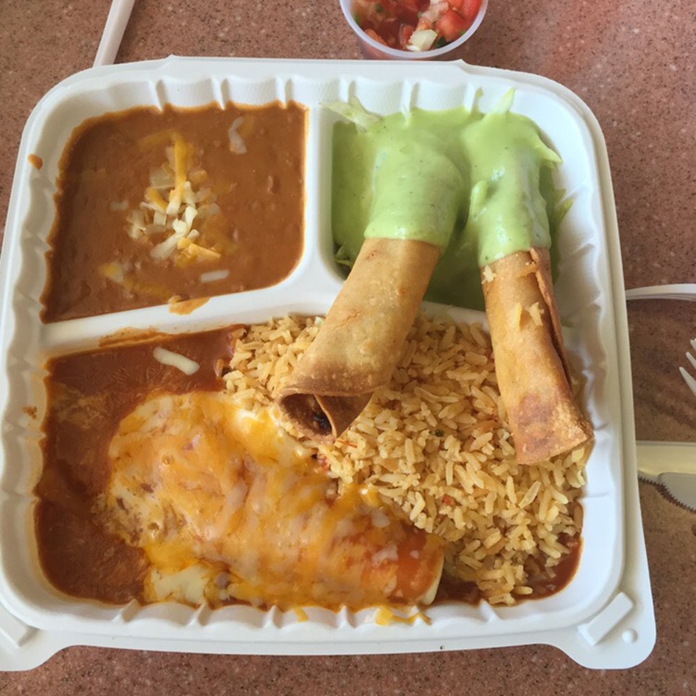 Ticos Tacos - Flautas/Enchilada plate. - Mexican Near Me - Salinas, California Ticos Tacos - Flautas/Enchilada plate. - Mexican Near Me - Salinas, California