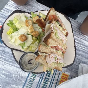 LandShark Bar & Grill - Turkey Club sandwich with a Ceasar salad - Burgers Near Me - Hollywood, Florida