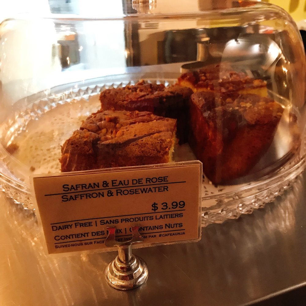 Cafe Aunja - Saffron & rosewater cake - Cafes Near Me - Montreal, Quebec