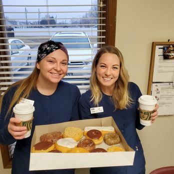 Briscoe Dentistry - Shout out to these two!
It's Dental Assistant Recognition week!!! Our Hygienists surprised them with Starbucks and Donuts this morning!!!! - General Dentistry Near Me - Fort Wayne, Indiana