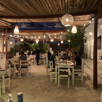 Trattoria del Centro - Dining area at night. - Italian Near Me - Playa del Carmen, ROO