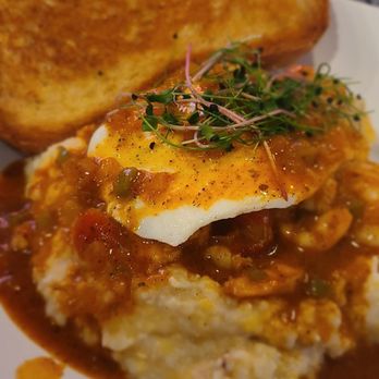 Bosscat Kitchen & Libations - Shrimp and grits with an egg. - New American Near Me - Irvine, California