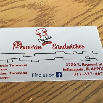 Don Juan V's Sandwiches - Business card - Peruvian Near Me - Indianapolis, Indiana Don Juan V's Sandwiches - Business card - Peruvian Near Me - Indianapolis, Indiana