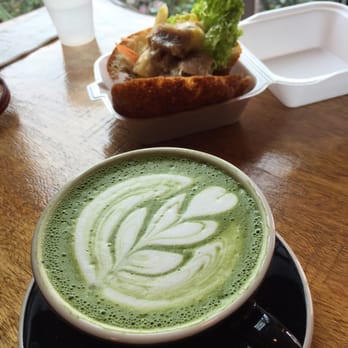 Up Roll Cafe - Honolulu - Matcha Latte & their popover breakfast sandwich (bacon & eggs) - Sushi Bars Near Me - Honolulu, Hawaii Up Roll Cafe - Honolulu - Matcha Latte & their popover breakfast sandwich (bacon & eggs) - Sushi Bars Near Me - Honolulu, Hawaii