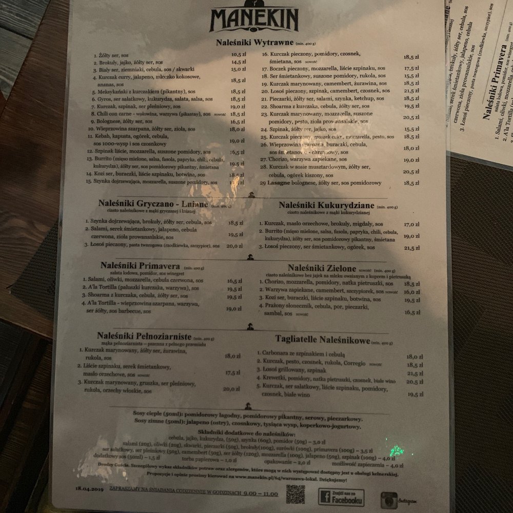 Manekin - The menu - Creperies Near Me - Warsaw, MZ Manekin - The menu - Creperies Near Me - Warsaw, MZ