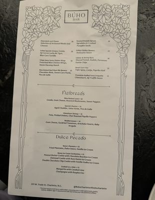 Menu photo 3 Búho Bar Charlotte, NC