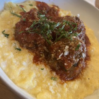 Adamo's - Meatballs over buttery polenta - New American Near Me - Sacramento, California