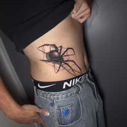 9414 Ink - Realistic 3d spider tattoo done by Drew