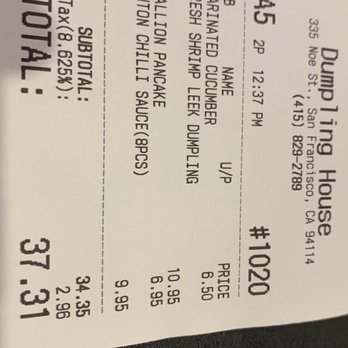 Dumpling House - So now you know what you're in for bill-wise. - Dim Sum Near Me - San Francisco, California