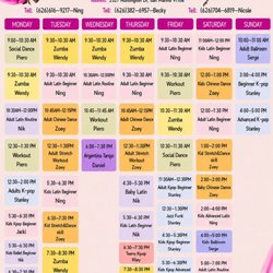 Class schedule of San Marino studio